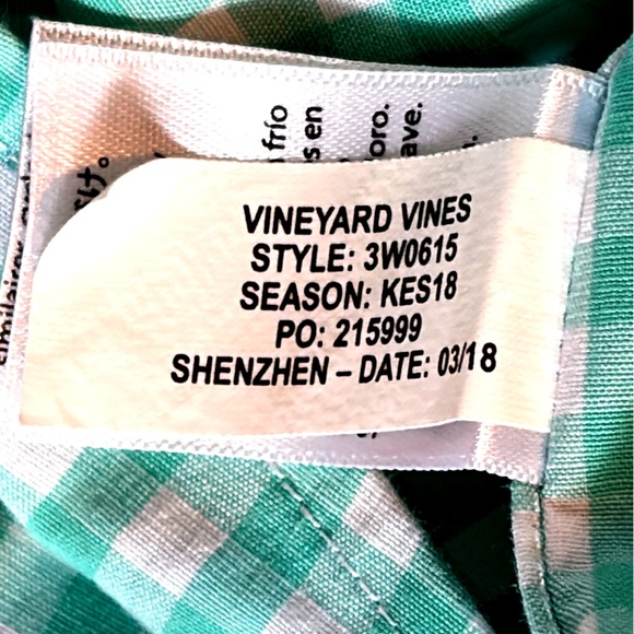 Vineyard Vines Green Gingham Whale Shirt Boy’s Size 16 - Picture 4 of 6